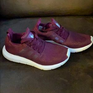 Maroon with gold glitter Pureboost Adidas